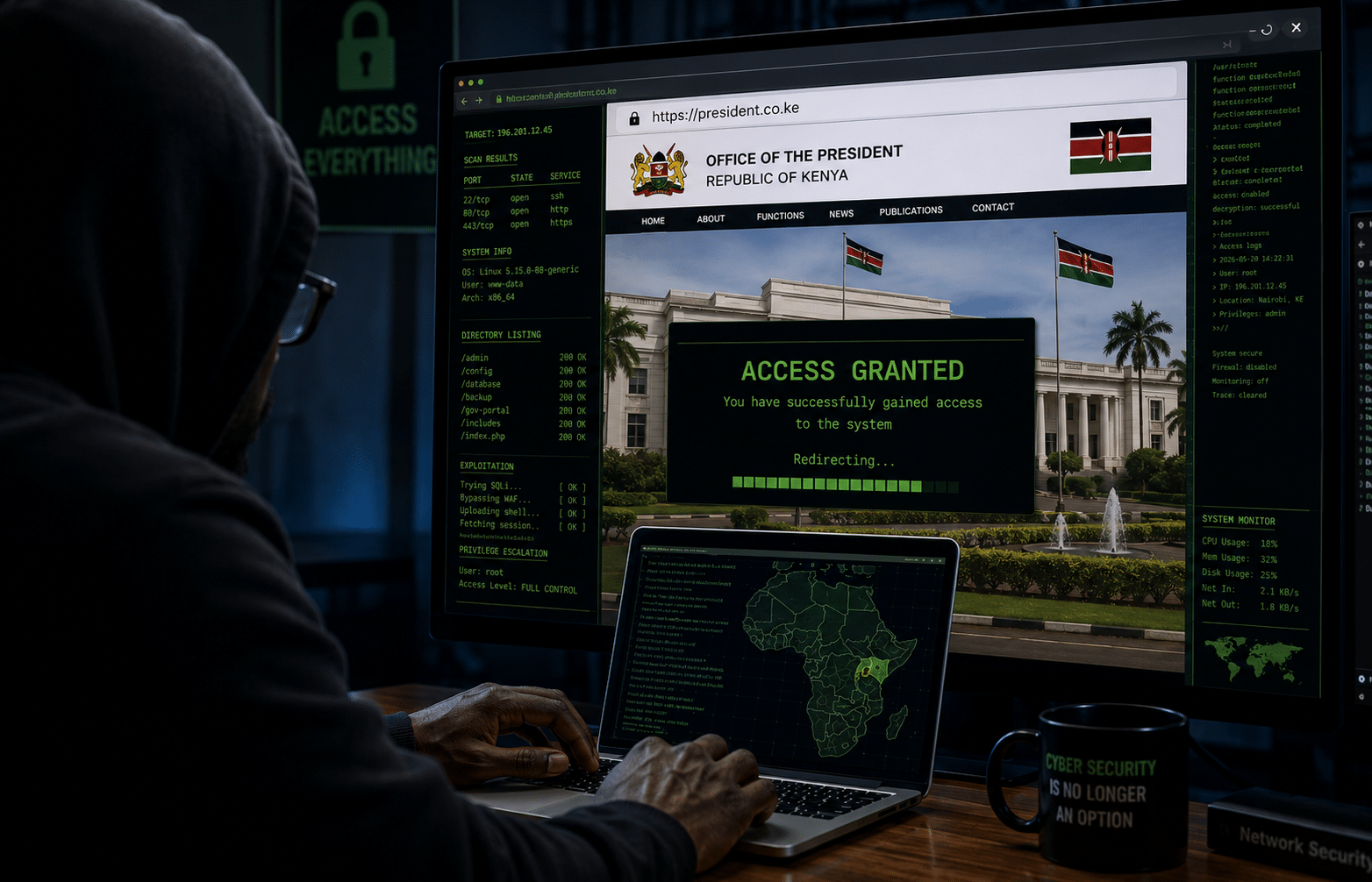 Hackers take over Kenya’s president’s website, demand 5 Bitcoins ransom